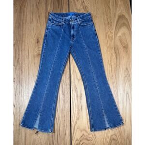 M.I.H. Jeans Marty High-Rise Cropped Flare Jeans Womens 25 Blue Split Hem Boho